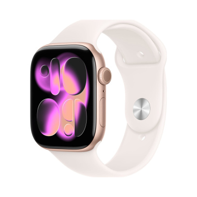 Apple Watch Series 11, 42 мм корпус из алюминия цвета «Rose Gold», ремешок Sport Band размера S/M цвета «Light Blush»