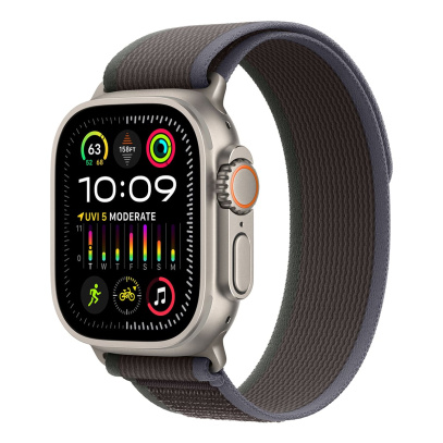 Apple Watch Ultra 2 (2023), 49 мм корпус из титана цвета «Natural», ремешок Trail Loop размера M/L цвета «Blue/Black»