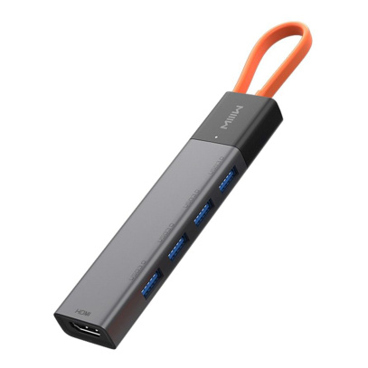 Хаб Xiaomi Type-C 5в1 3×USB-A + USB-C + HDMI 4K (MWCMA05) Серый