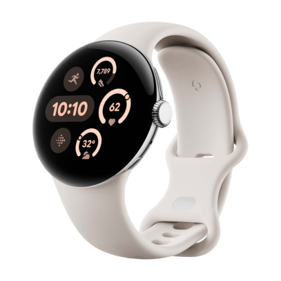 Часы Pixel Watch 3, 45 мм, Wi-Fi, Polished Silver/Porcelain, серебристый