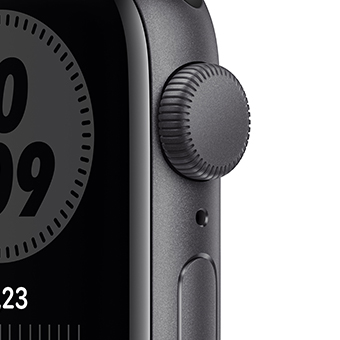 Apple Watch Nike Series 6, 40 мм, корпус из алюминия цвета «серый космос», спортивный ремешок Nike цвета «антрацитовый/чёрный»