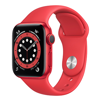 Apple Watch Series 6, 40 мм, корпус из алюминия цвета (PRODUCT)RED, спортивный ремешок красного цвета