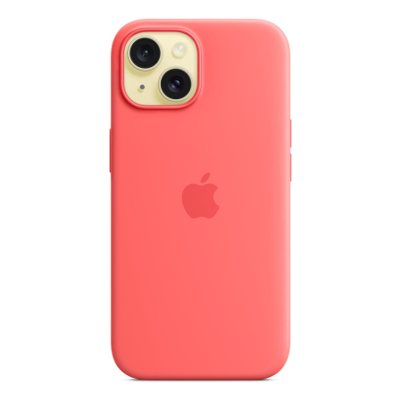 Чехол Silicone Case для Apple iPhone 15 с MagSafe Guava, розовый