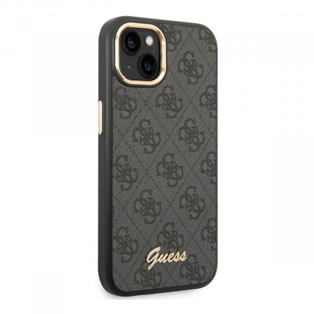 Чехол Guess для iPhone 14 CG Mobile PU 4G Script metal logo Hard (GUHCP14SHG4SHK) Черный