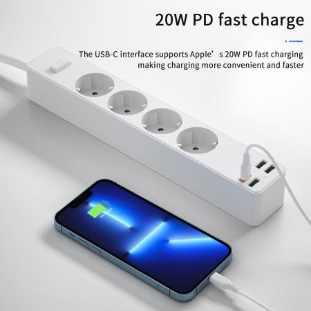 Сетевой фильтр WiWU Smart Power Strip EU Plug 20W 4*AC+3*USB 3.0+ 1*USB-C (U01 EU) Черный