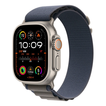 Apple Watch Ultra 2 (2023), 49 мм корпус из титана цвета «Natural», ремешок Alpine Loop размера L цвета «Blue»