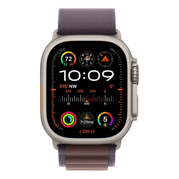 Apple Watch Ultra 2 (2023), 49 мм корпус из титана цвета «Natural», ремешок Alpine Loop размера L цвета «Indigo»