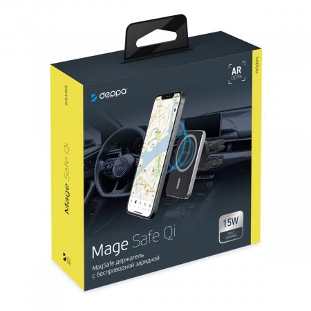 Автомобильный держатель Deppa Mage Safe Qi для iPhone, магнитный (55185) Черный
