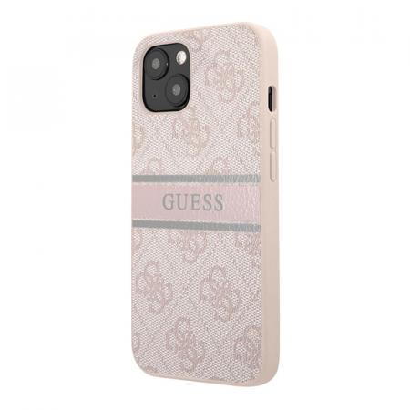 Чехол Guess для iPhone 14 PU 4G Stripe printed logo Hard (GUHCP14S4GDPI) Розовый