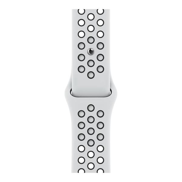 Apple Watch Nike Series 7, 41 мм корпус из алюминия цвета «сияющая звезда», спортивный ремешок Nike цвета «чистая платина/чёрный»