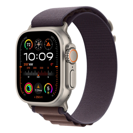 Apple Watch Ultra 2 (2023), 49 мм корпус из титана цвета «Natural», ремешок Alpine Loop размера L цвета «Indigo»
