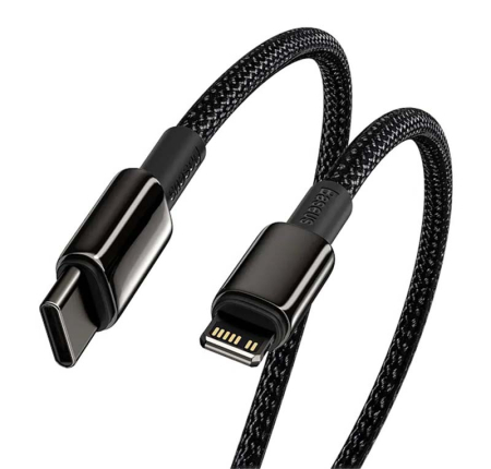 Кабель Baseus Type-C to iP Tungsten Gold Fast Charging Data Cable, 20W, 2 м (CATLWJ-A01) Черный