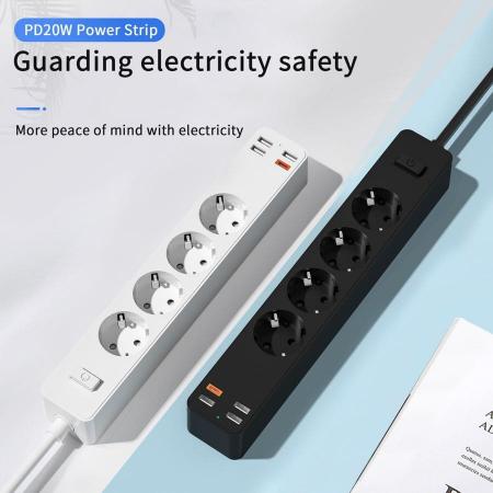 Сетевой фильтр WiWU Smart Power Strip EU Plug 20W 4*AC+3*USB 3.0+ 1*USB-C (U01 EU) Белый