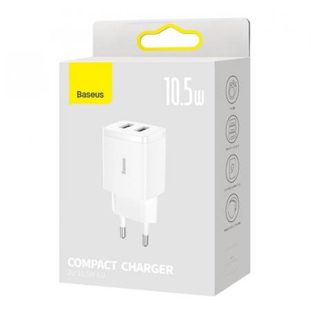 Зарядное устройство Baseus Compact Charger 2 USB-A 10,5Вт CCXJ010202 (CCCP10UE) Белый