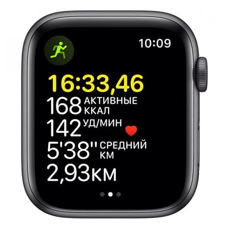 Apple Watch SE (2020), 44 мм корпус из алюминия цвета «серый космос» спортивный ремешок цвета «Midnight»