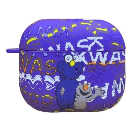 Чехол для AirPods 3 COQUE POUR Фиолетовый с рисунком KWAS