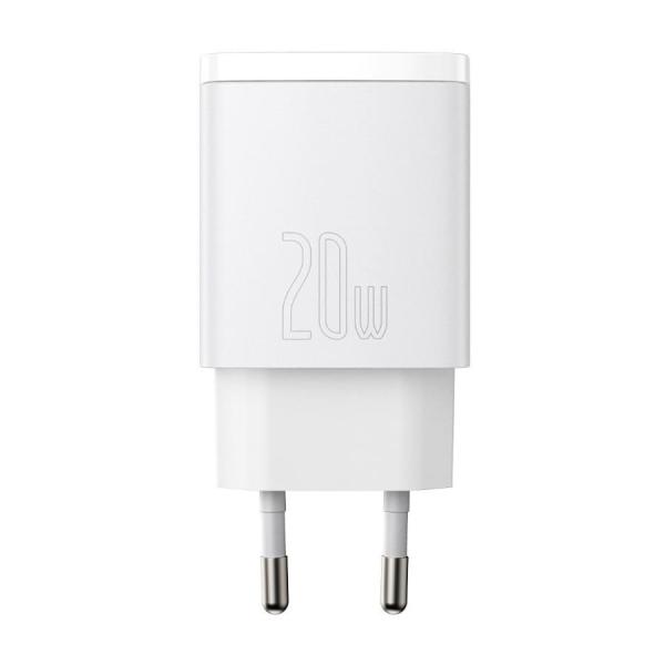 Зарядное устройство Baseus Compact Quick Charger USB-A + USB Type-C 20Вт EU (CCXJ-B02) Белый