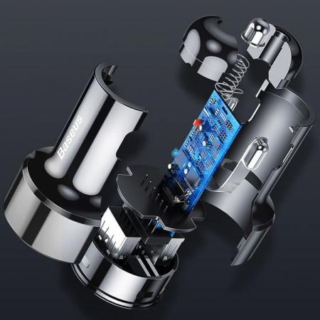 Автомобильное зарядное устройство Baseus 2 USB Quick Charger 45W (USB+USB) (CCMLC20A-01) Черный