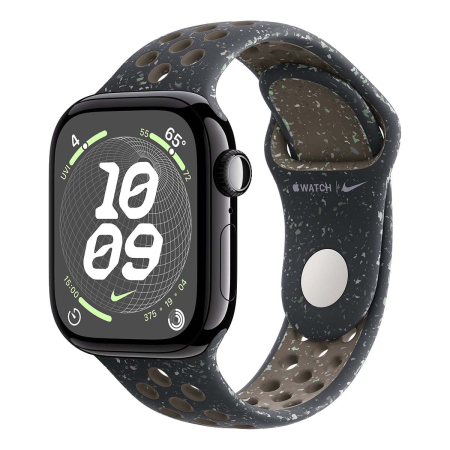 Apple Watch Series 10, 42 мм корпус из алюминия цвета «Jet Black», ремешок Nike Sport Band размера S/M цвета «Midnight Sky»