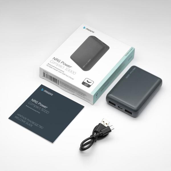 Внешний аккумулятор Deppa 10000mAh NRG Power 2.1A (33550) Чёрный