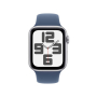Apple Watch SE (2024), 40 мм корпус из алюминия цвета «Silver», ремешок Sport Band размера S/M цвета «Denim»