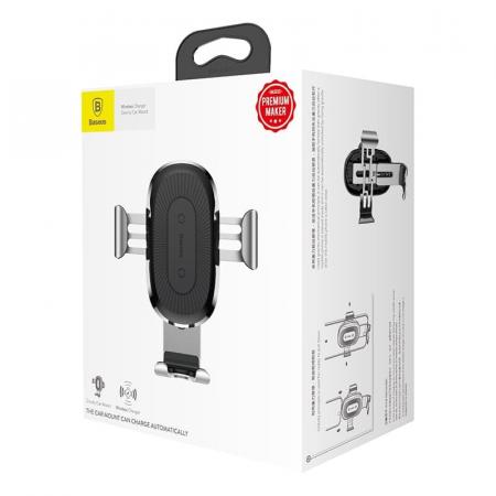 Автомобильный держатель с функцией беспроводной зарядки Baseus Gravity Wireless Charger Car Mount (WXYL-0S) Черный