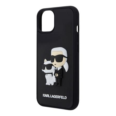 Чехол Karl Lagerfeld для iPhone 15 3D Rubber Karl & Choupette Hard (KLHCP15S3DRKCNK) Черный