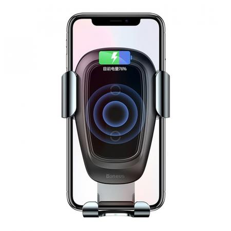 Автомобильный держатель с беспроводной зарядкой Baseus Metal Wireless Charger Gravity Car Mount (WXYL-B0A) Черный