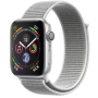 Apple Watch Series 4, 44 мм, корпус из алюминия серебристого цвета, спортивный браслет цвета «белая ракушка»