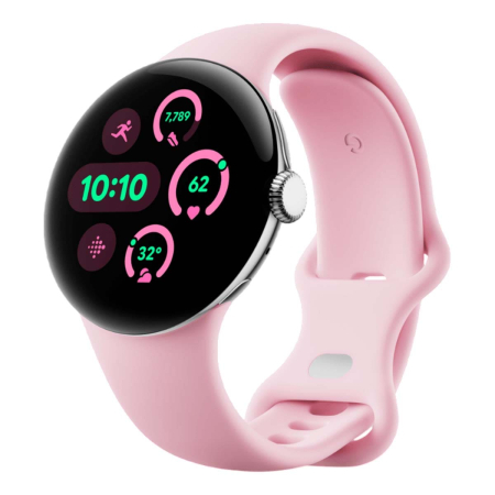 Часы Pixel Watch 3, 41 мм, Wi-Fi, Polished Silver/Rose Quartz, серебристый